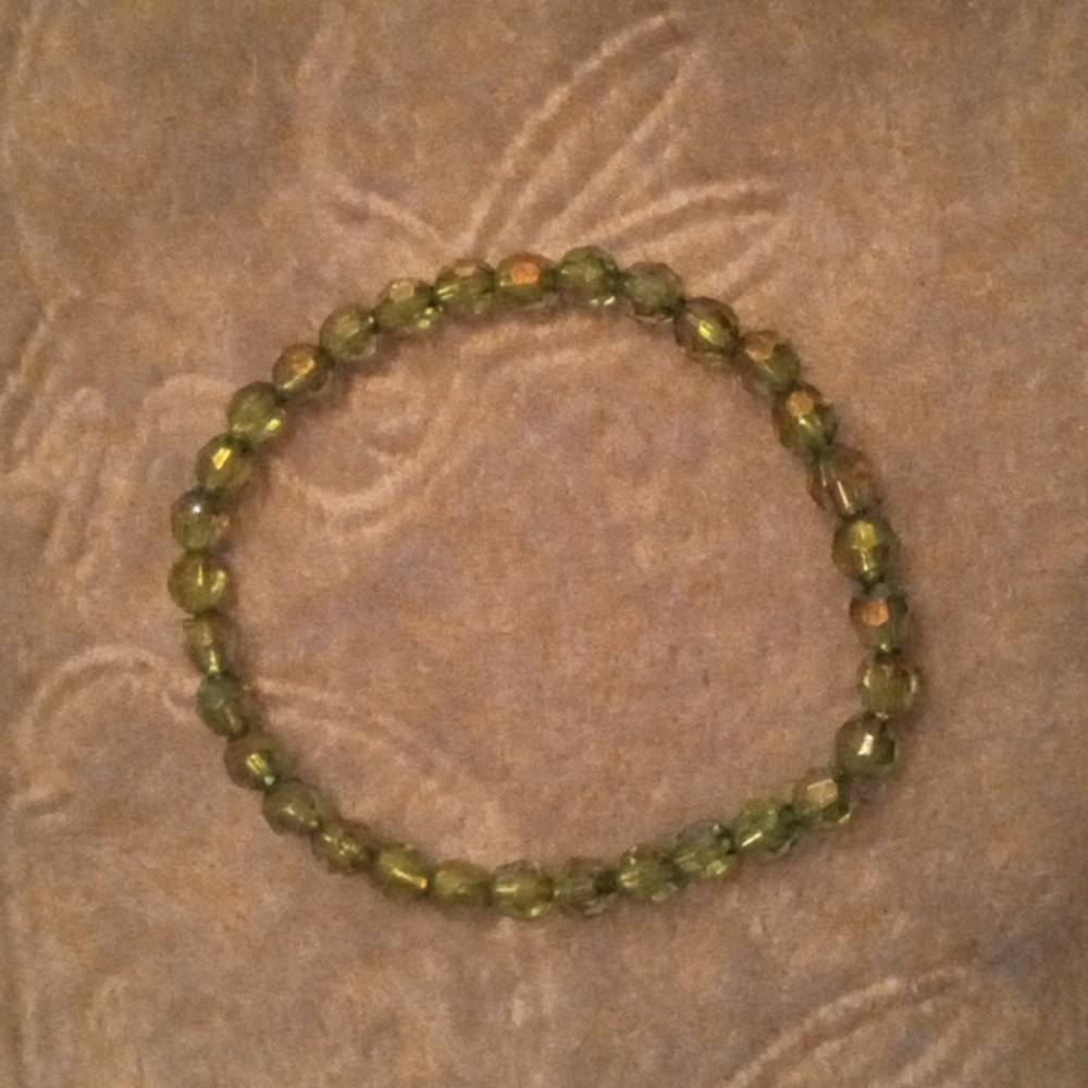 Minimalist handmade shiny and iridescent fun casual green bracelet